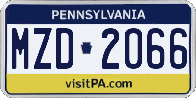 PA license plate MZD2066