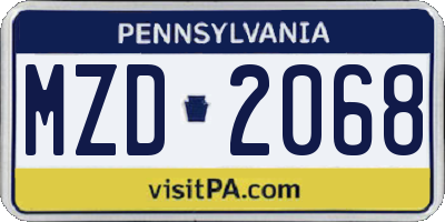 PA license plate MZD2068