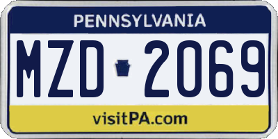 PA license plate MZD2069