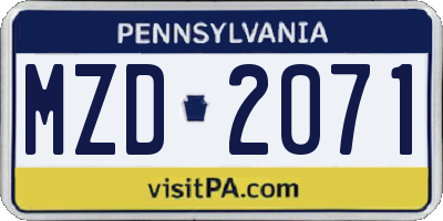 PA license plate MZD2071