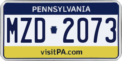 PA license plate MZD2073