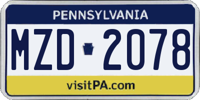 PA license plate MZD2078