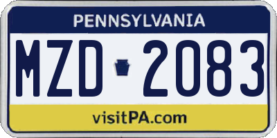 PA license plate MZD2083