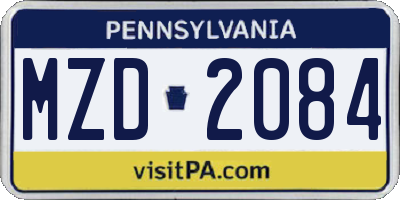 PA license plate MZD2084