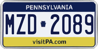 PA license plate MZD2089