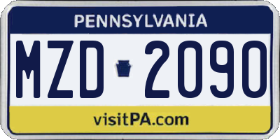 PA license plate MZD2090