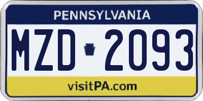 PA license plate MZD2093