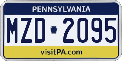 PA license plate MZD2095