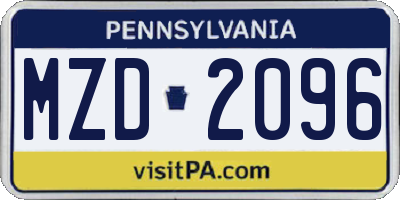 PA license plate MZD2096