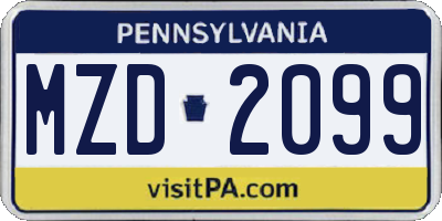 PA license plate MZD2099