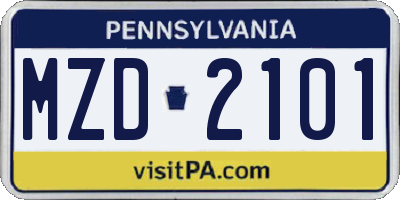PA license plate MZD2101