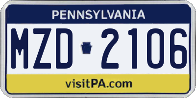 PA license plate MZD2106