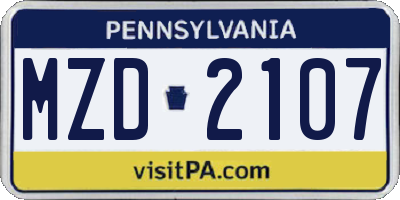 PA license plate MZD2107