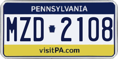 PA license plate MZD2108
