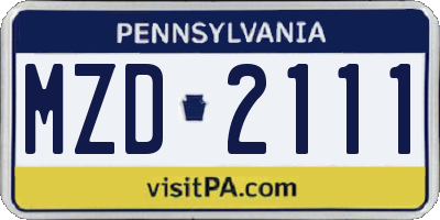 PA license plate MZD2111