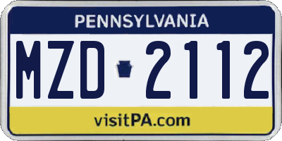 PA license plate MZD2112