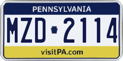 PA license plate MZD2114