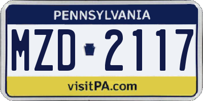 PA license plate MZD2117