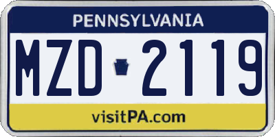 PA license plate MZD2119
