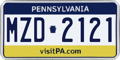 PA license plate MZD2121