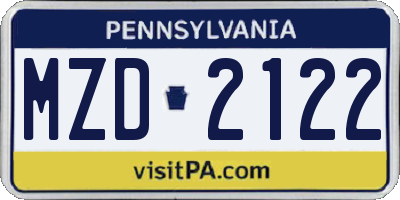 PA license plate MZD2122