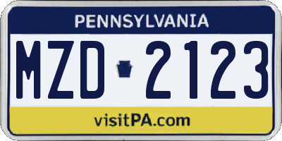 PA license plate MZD2123
