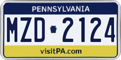PA license plate MZD2124