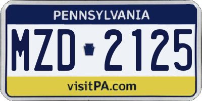 PA license plate MZD2125