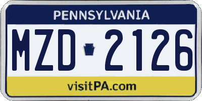 PA license plate MZD2126