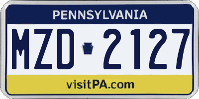 PA license plate MZD2127