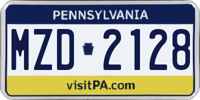 PA license plate MZD2128