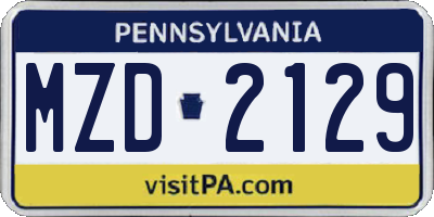 PA license plate MZD2129