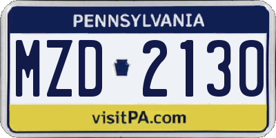 PA license plate MZD2130