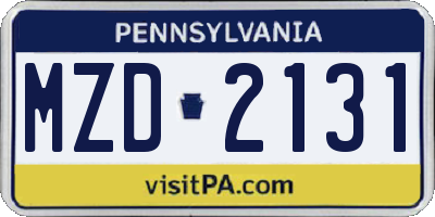 PA license plate MZD2131
