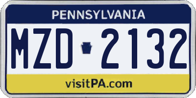 PA license plate MZD2132