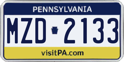 PA license plate MZD2133