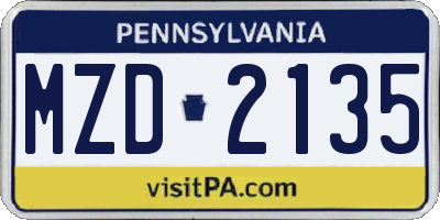PA license plate MZD2135