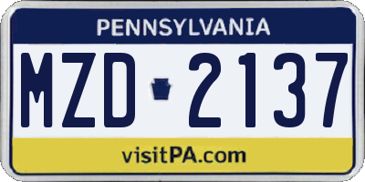 PA license plate MZD2137