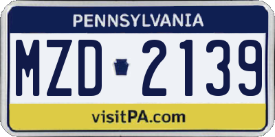 PA license plate MZD2139
