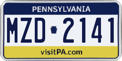PA license plate MZD2141