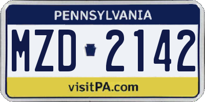 PA license plate MZD2142