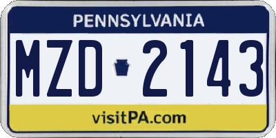 PA license plate MZD2143