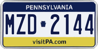 PA license plate MZD2144
