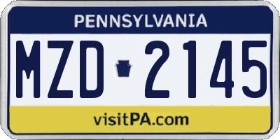 PA license plate MZD2145
