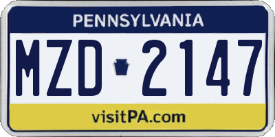 PA license plate MZD2147