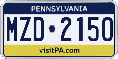 PA license plate MZD2150