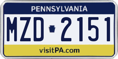 PA license plate MZD2151