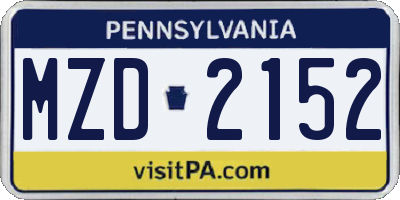 PA license plate MZD2152