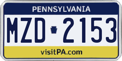 PA license plate MZD2153