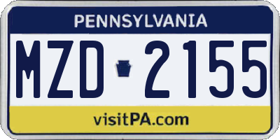 PA license plate MZD2155